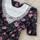 1980s Floral Dress with White Collar Bib | S-M Size