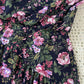 1980s Floral Dress with White Collar Bib | S-M Size