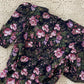 1980s Floral Dress with White Collar Bib | S-M Size