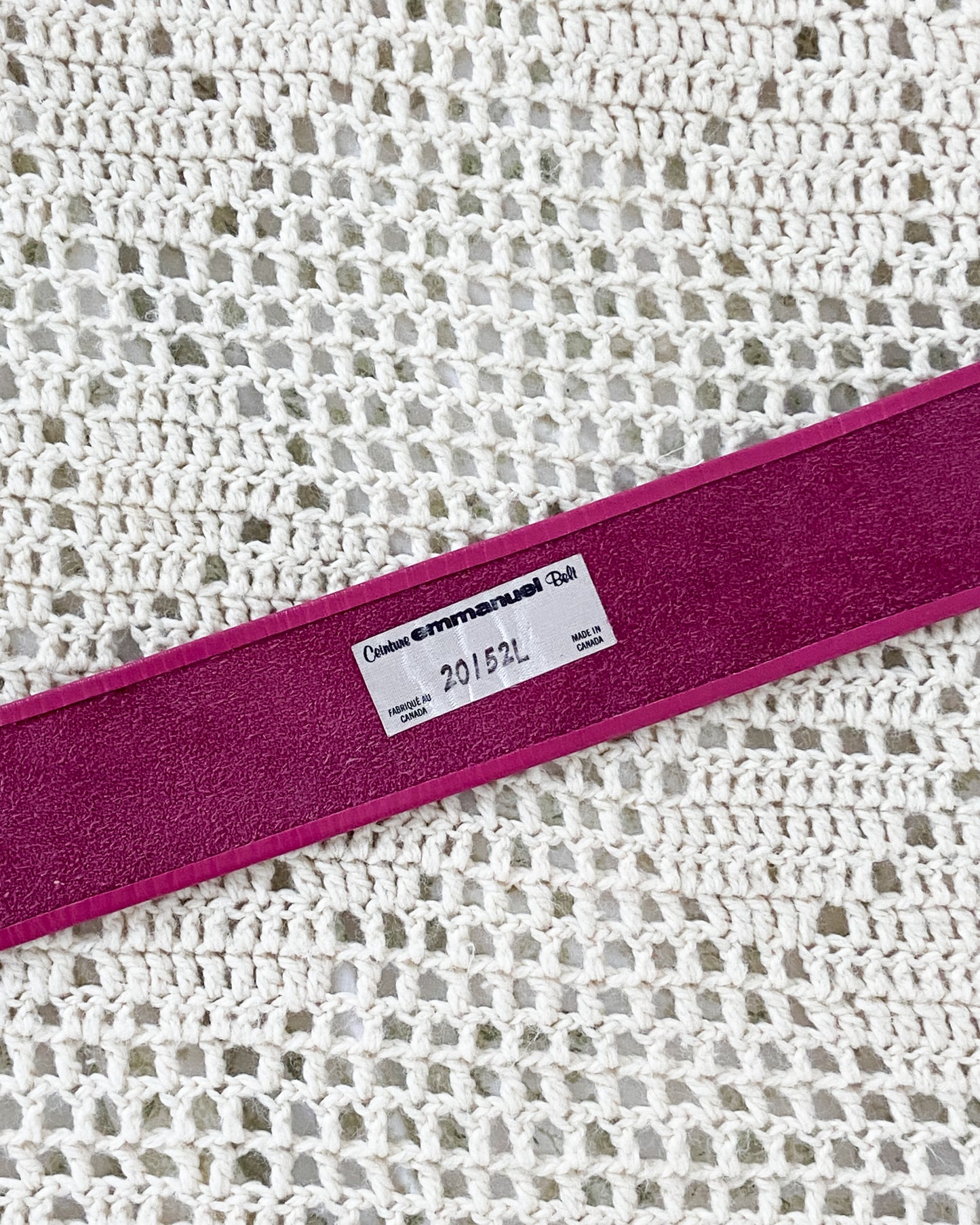 Vintage Magenta Leather Belt with Gold Buckle | 30-34" Waist