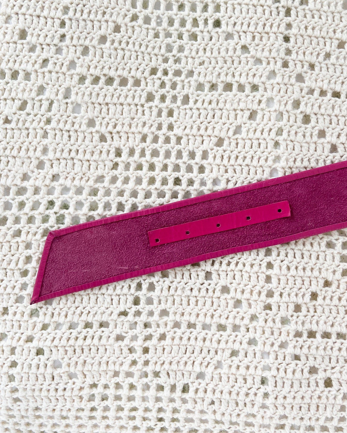 Vintage Magenta Leather Belt with Gold Buckle | 30-34" Waist