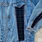 Vintage Denim Jacket With Plaid Detailing | L/XL Size