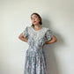 Vintage Floral Dress with Lace Collar, Made in USA | Size M