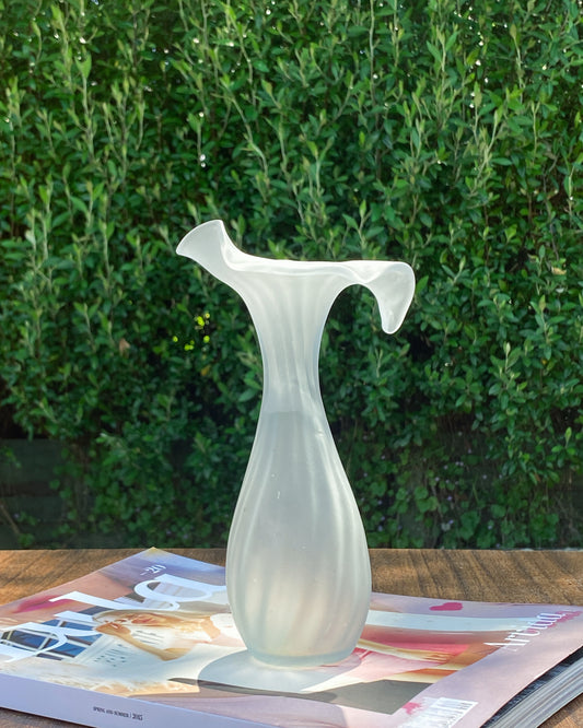Vintage Frosted Glass Lily Vase