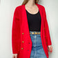 1980s Red Knit Cardigan | Size L/XL