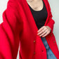 1980s Red Knit Cardigan | Size L/XL