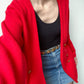 1980s Red Knit Cardigan | Size L/XL