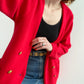 1980s Red Knit Cardigan | Size L/XL