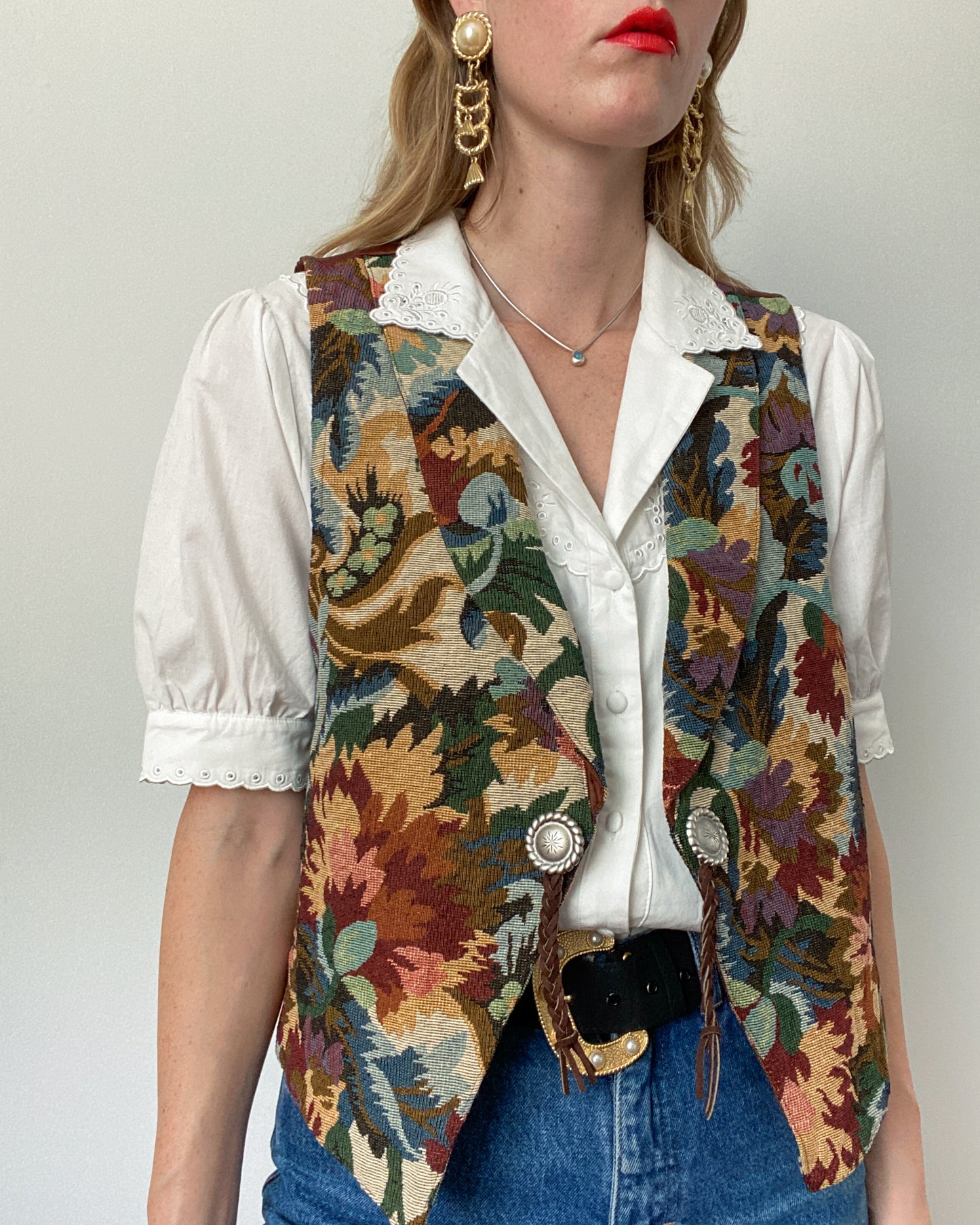 Vintage Western Tapestry Vest, Made in USA | Size L