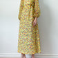 1970s Yellow Floral Dress with Bishop Sleeves | XS-S