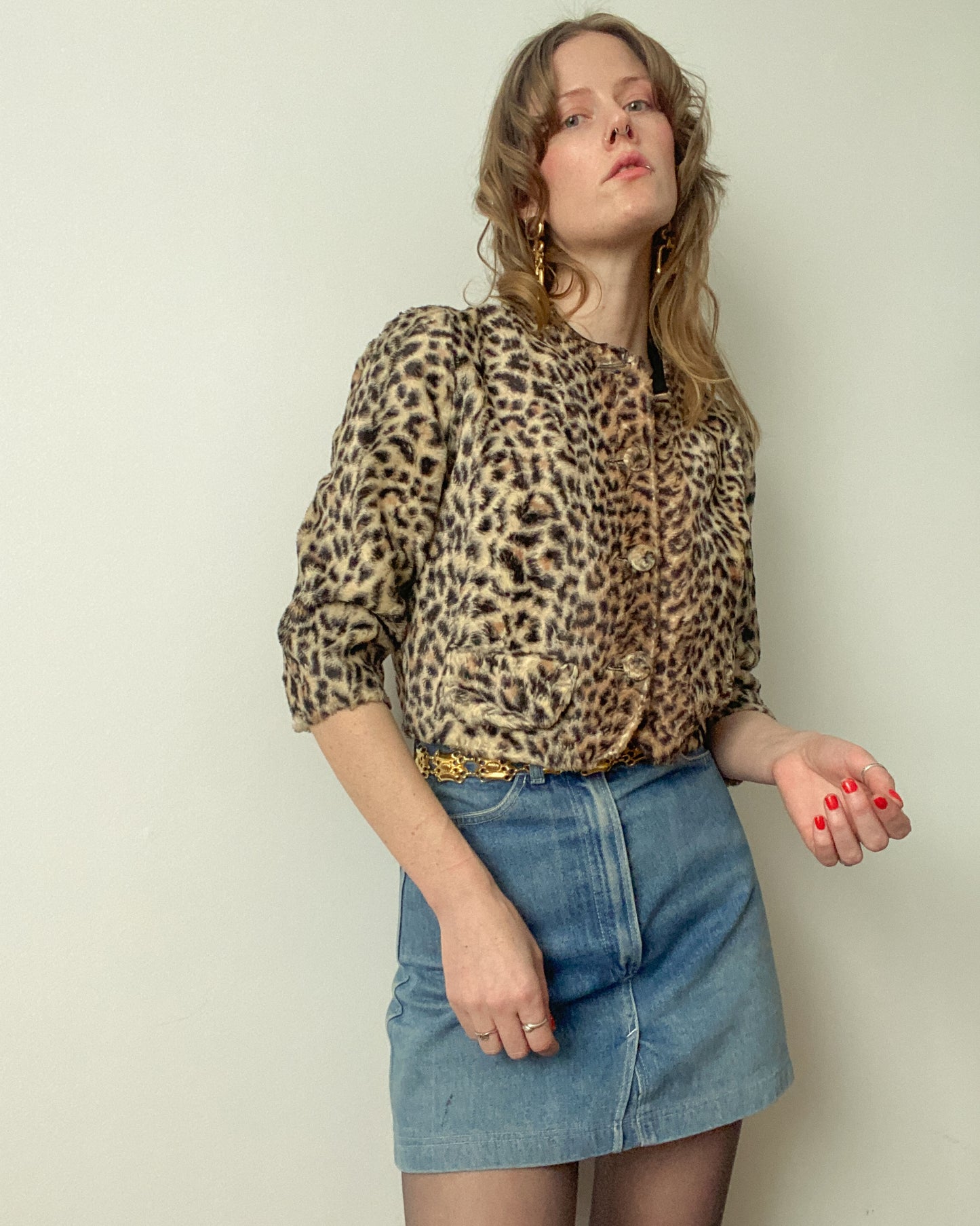 1960s Cheetah Faux Fur Cropped Jacket | Size XS-S