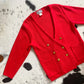 1980s Red Knit Cardigan | Size L/XL