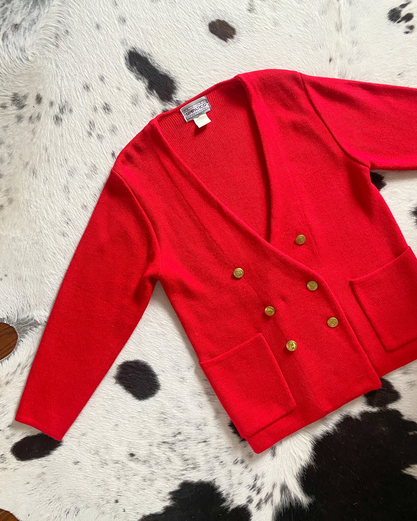 1980s Red Knit Cardigan | Size L/XL