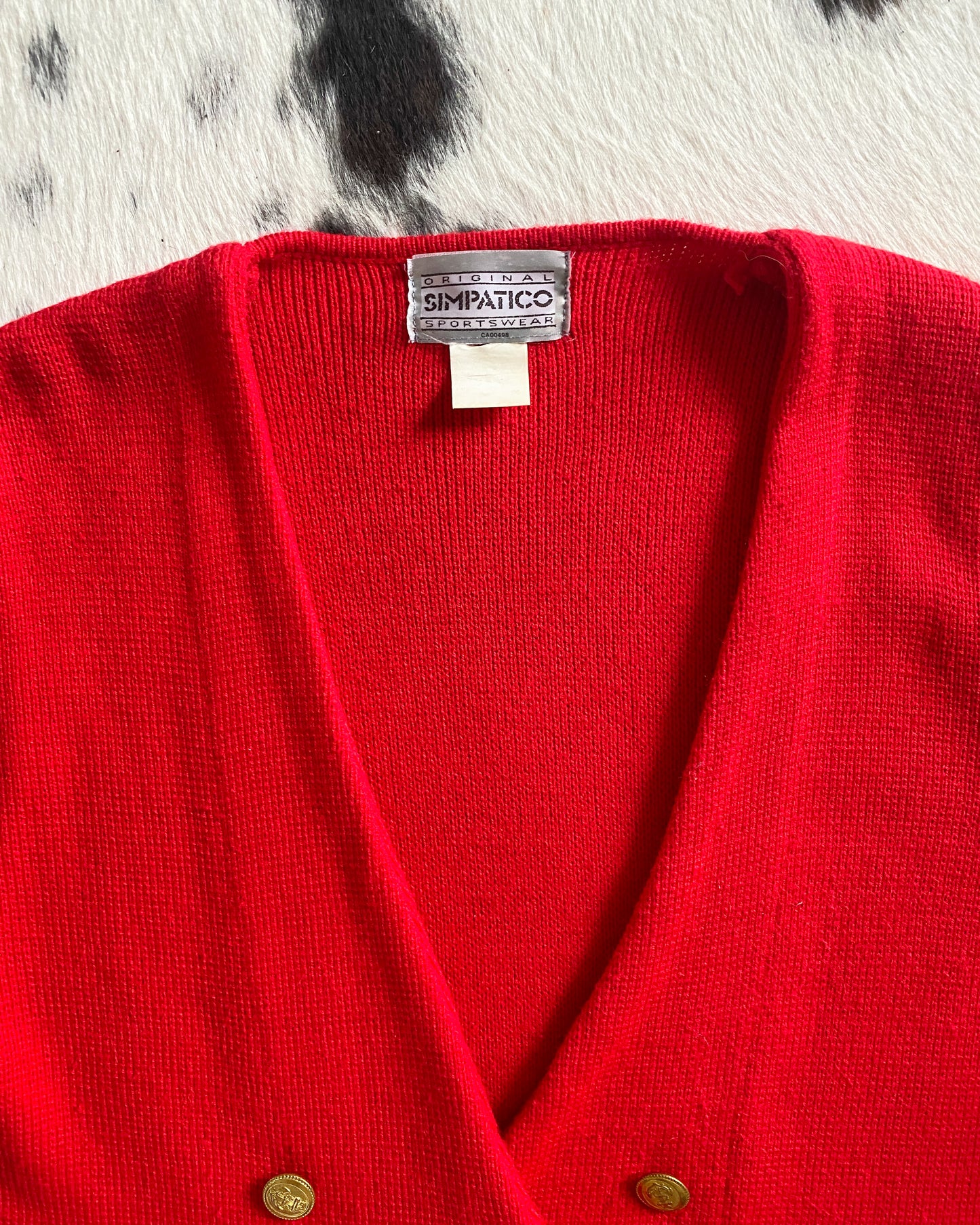 1980s Red Knit Cardigan | Size L/XL