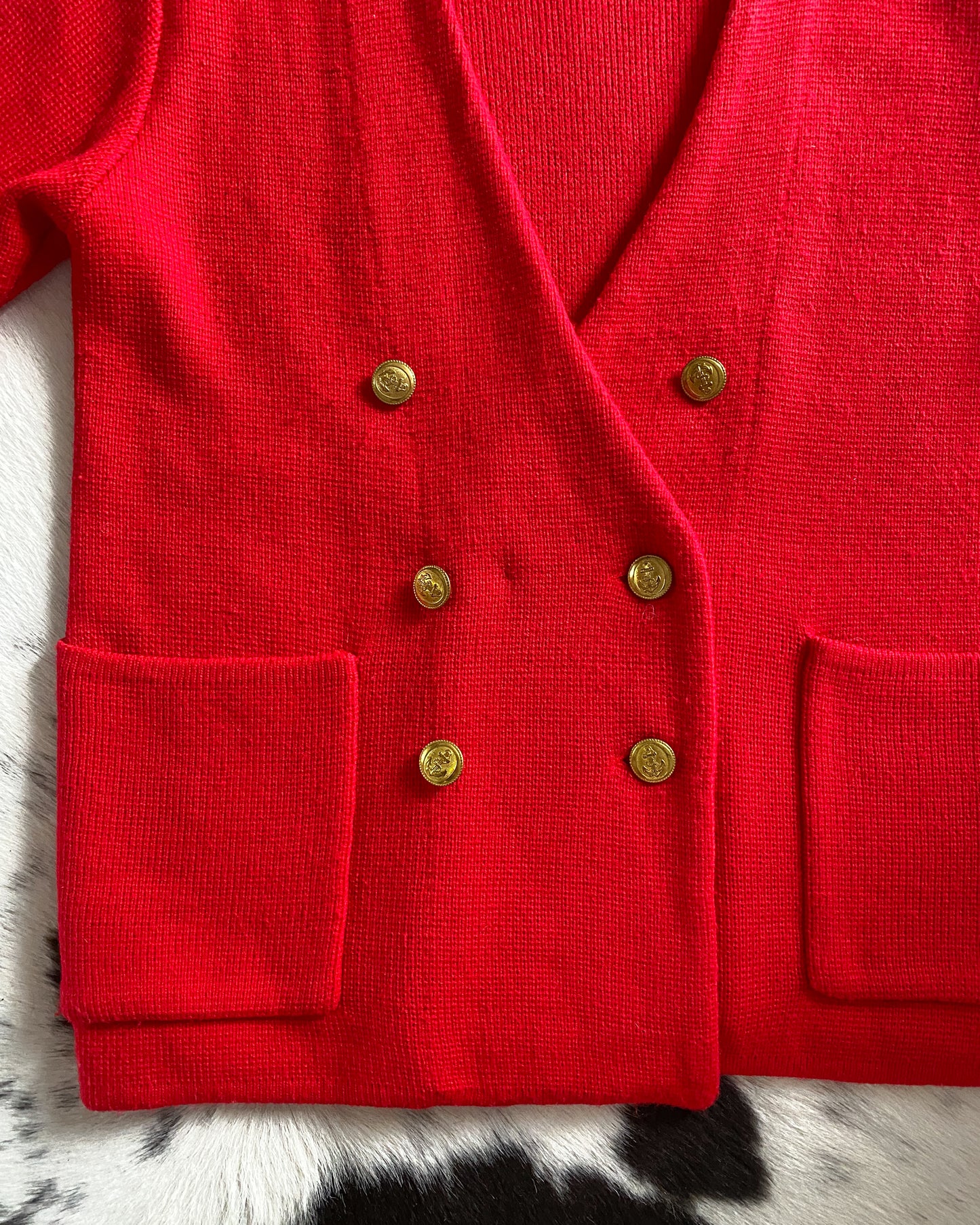 1980s Red Knit Cardigan | Size L/XL