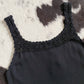 Black Knit Tank with Beaded Crochet Straps | Size M-L