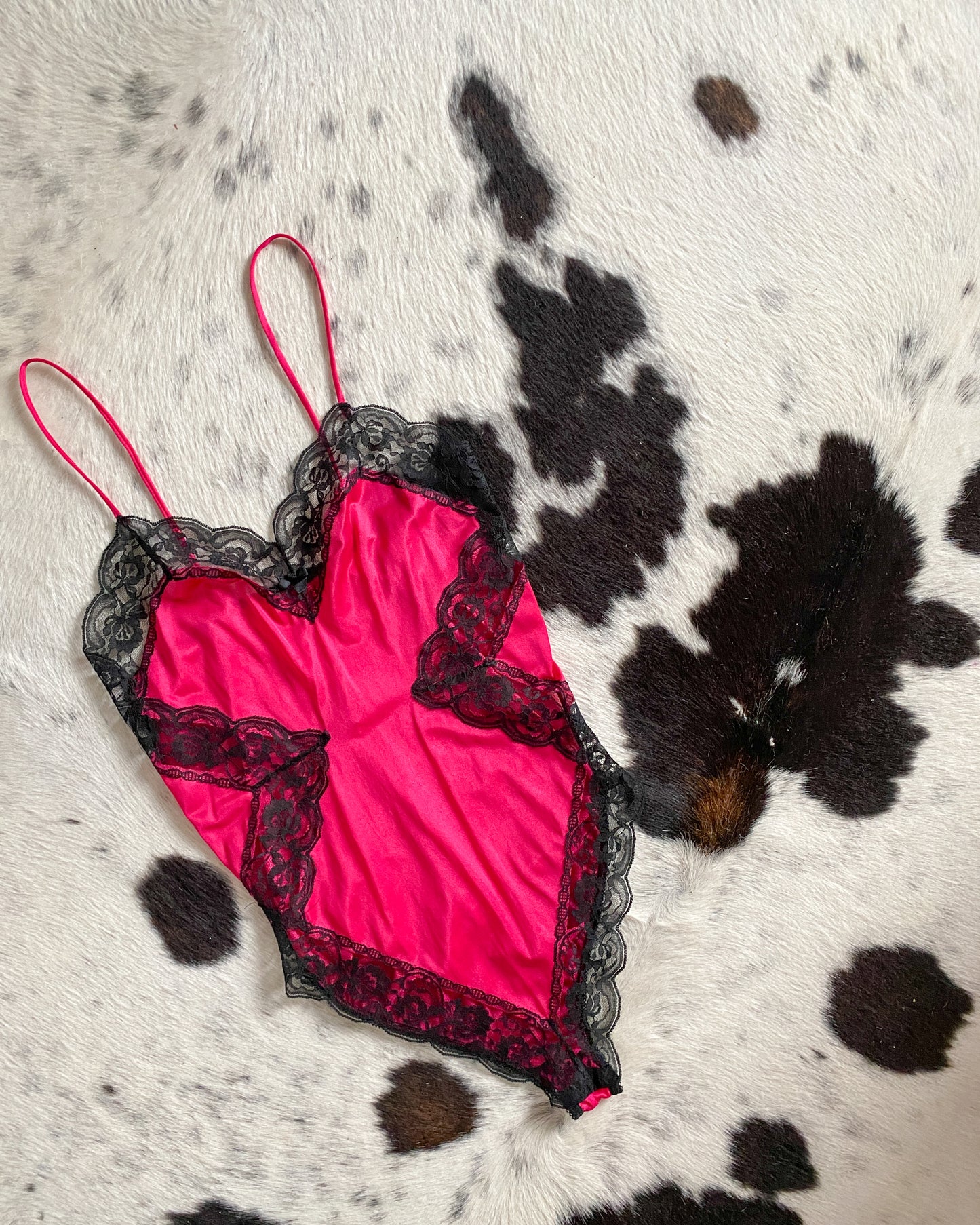 Vintage Valentines Hot Pink Lace Teddy | Size S/M