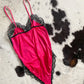 Vintage Valentines Hot Pink Lace Teddy | Size S/M