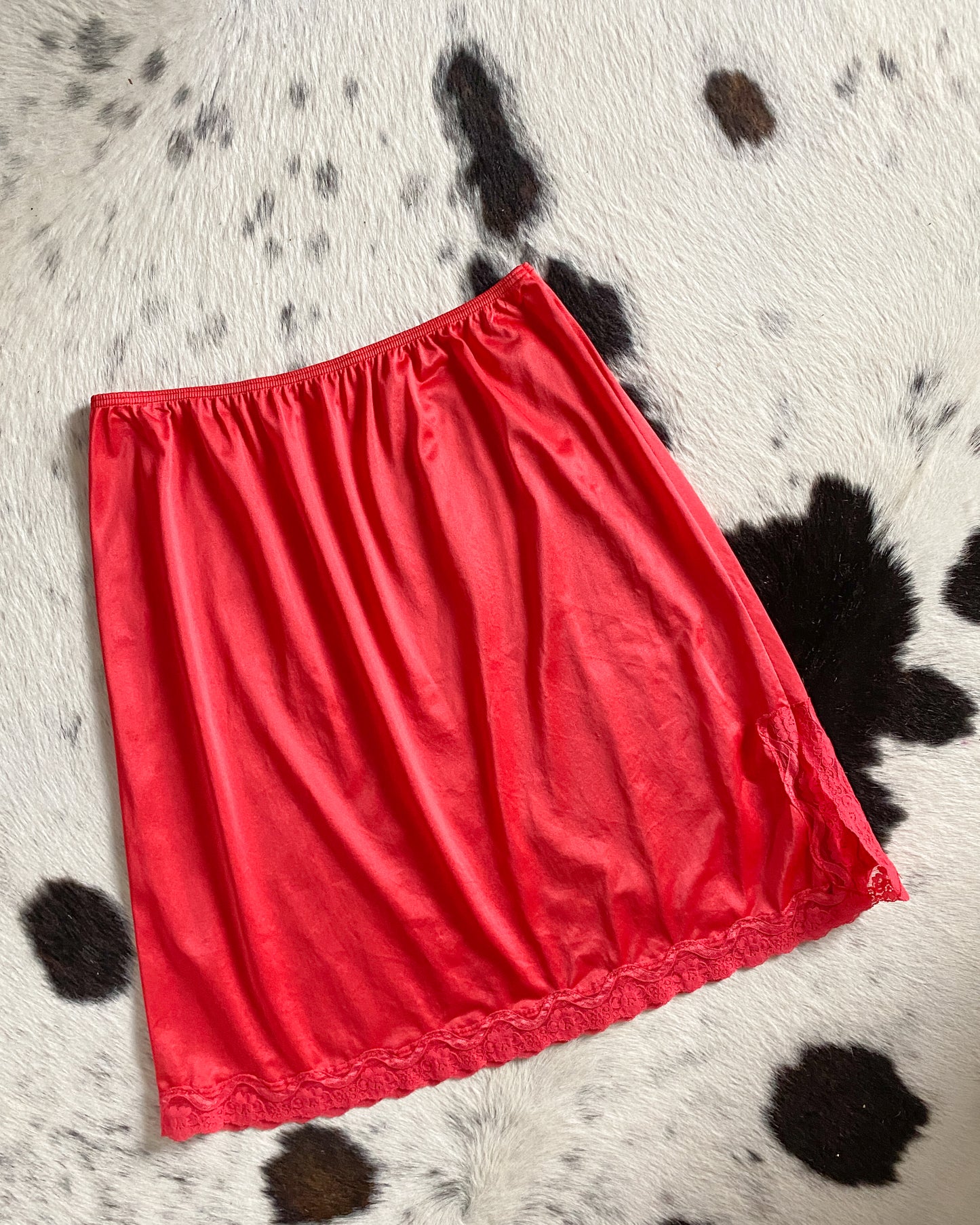 Vintage Red Slip Skirt | 30-32" Waist