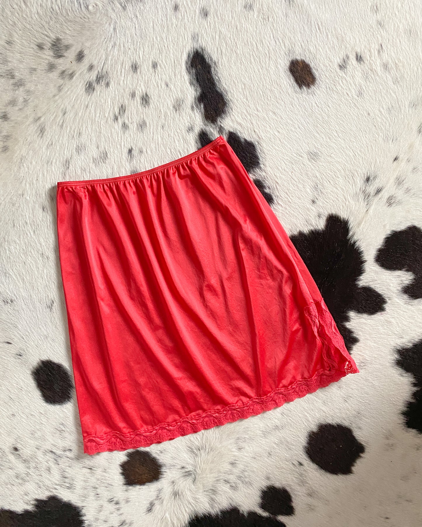 Vintage Red Slip Skirt | 30-32" Waist