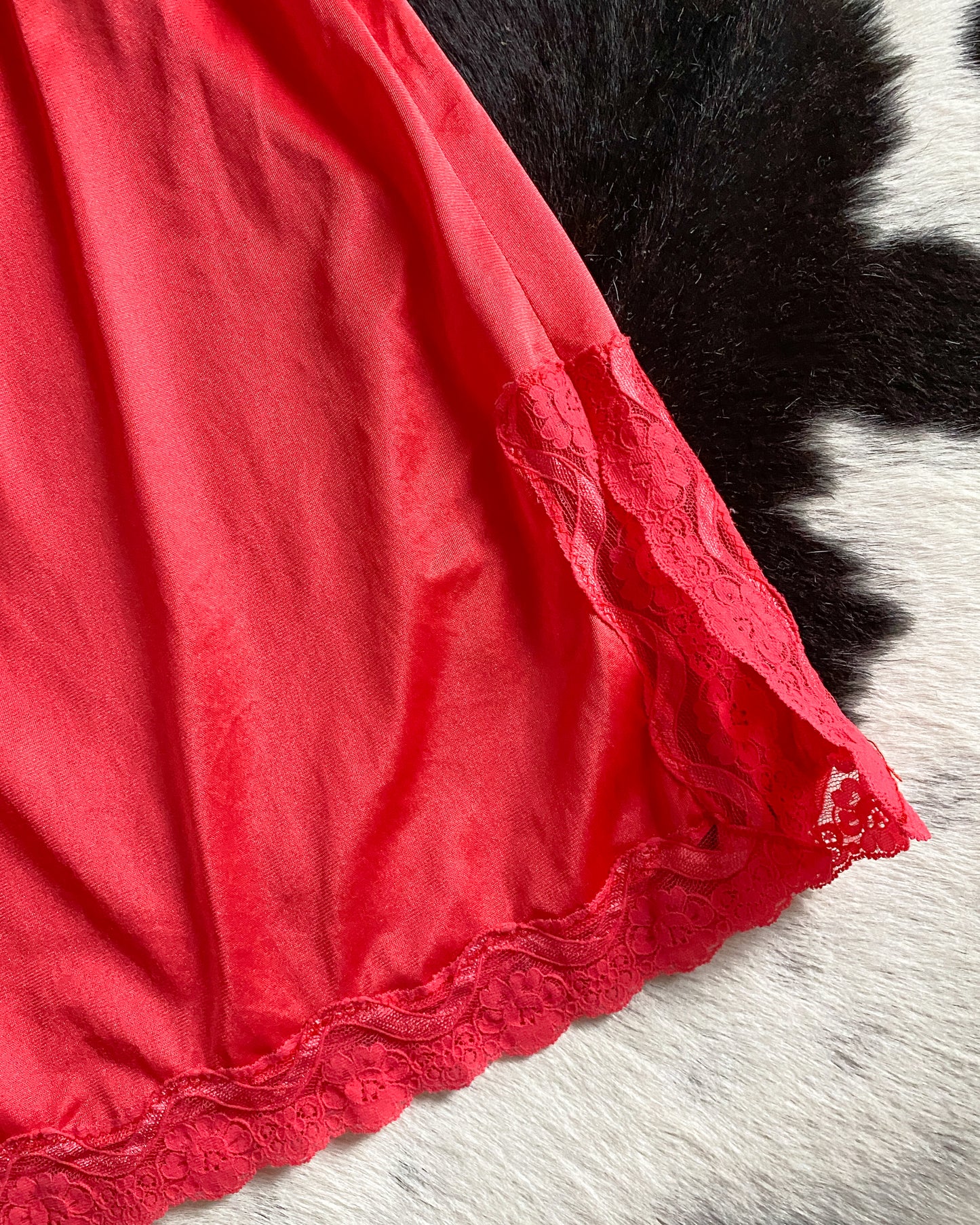 Vintage Red Slip Skirt | 30-32" Waist