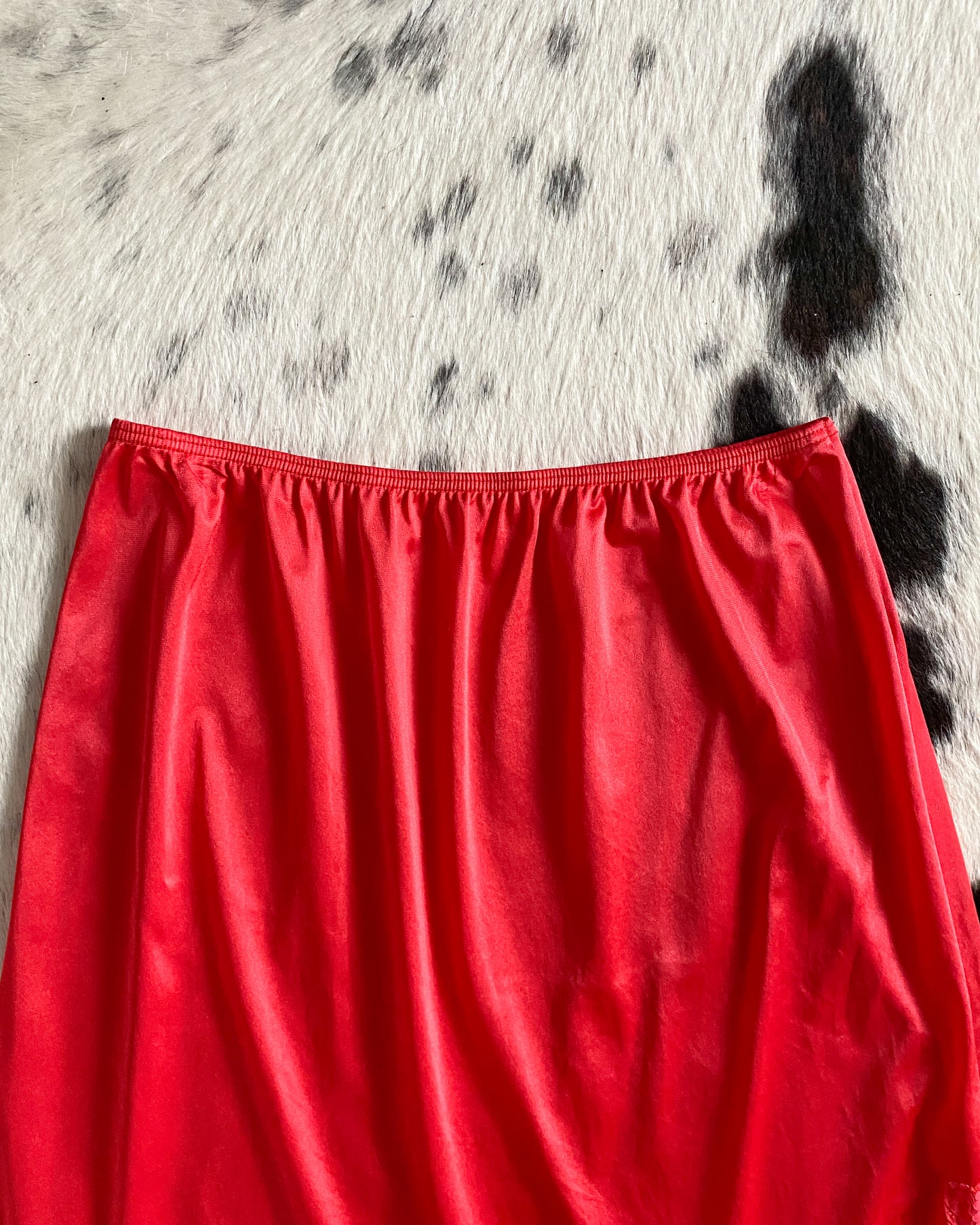 Vintage Red Slip Skirt | 30-32" Waist