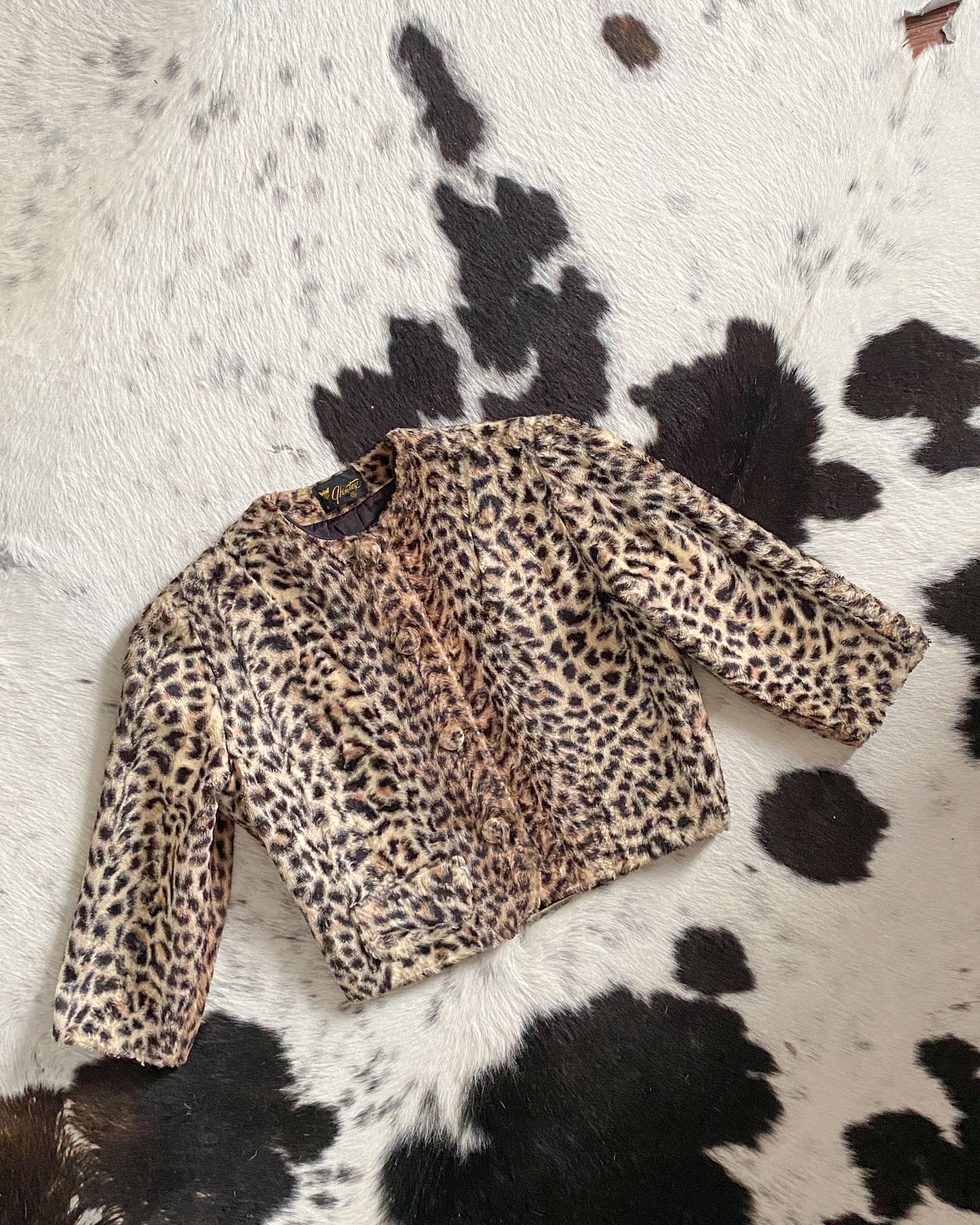 1960s Cheetah Faux Fur Cropped Jacket | Size XS-S