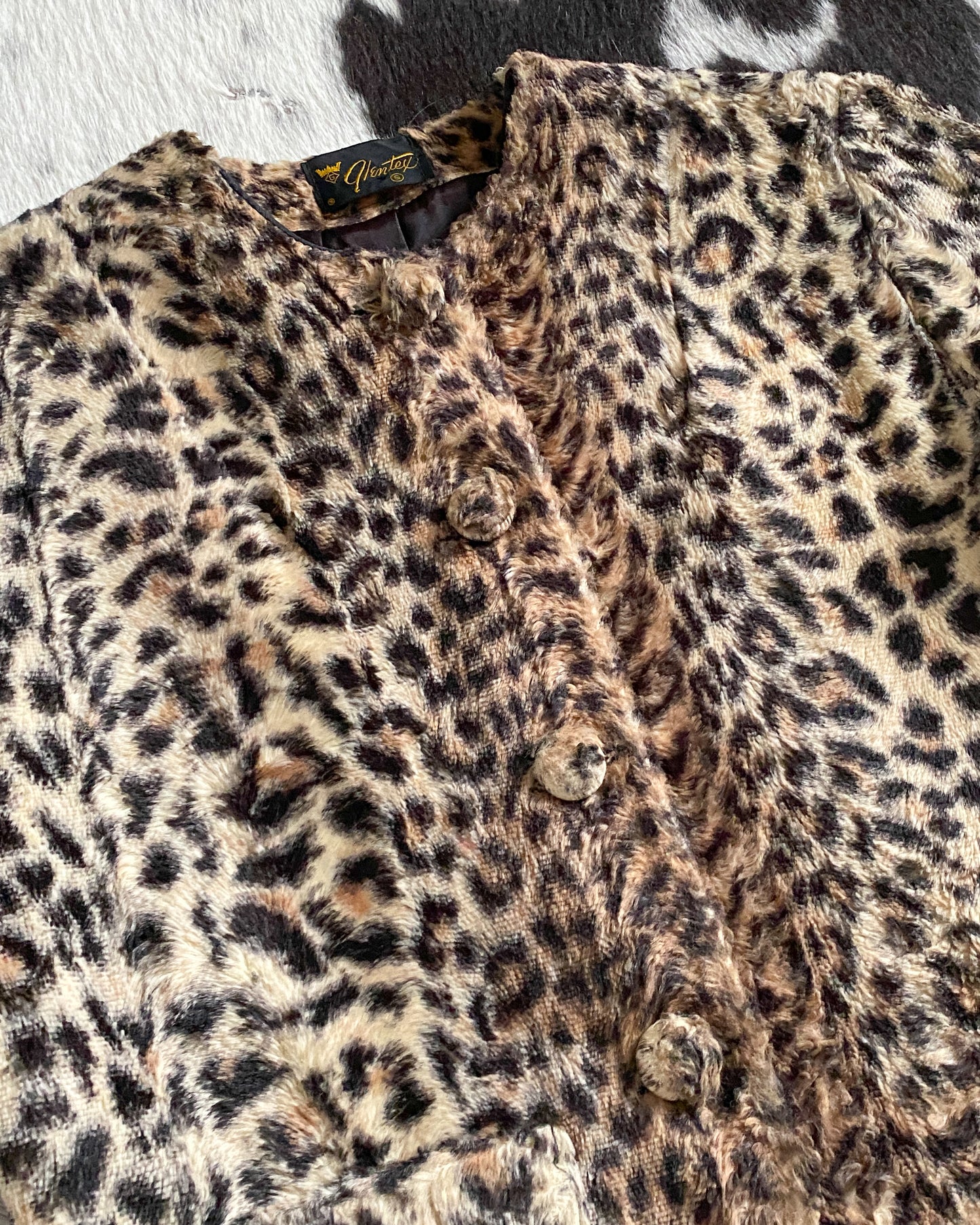 1960s Cheetah Faux Fur Cropped Jacket | Size XS-S