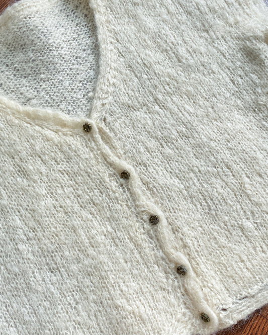 Vintage Cream Knit Shortsleeve Boxy Cardigan | Size S-M/L