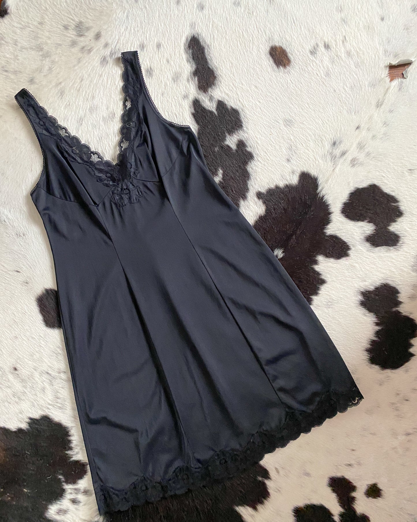 Black Slip Dress, Made in Italy | Size L