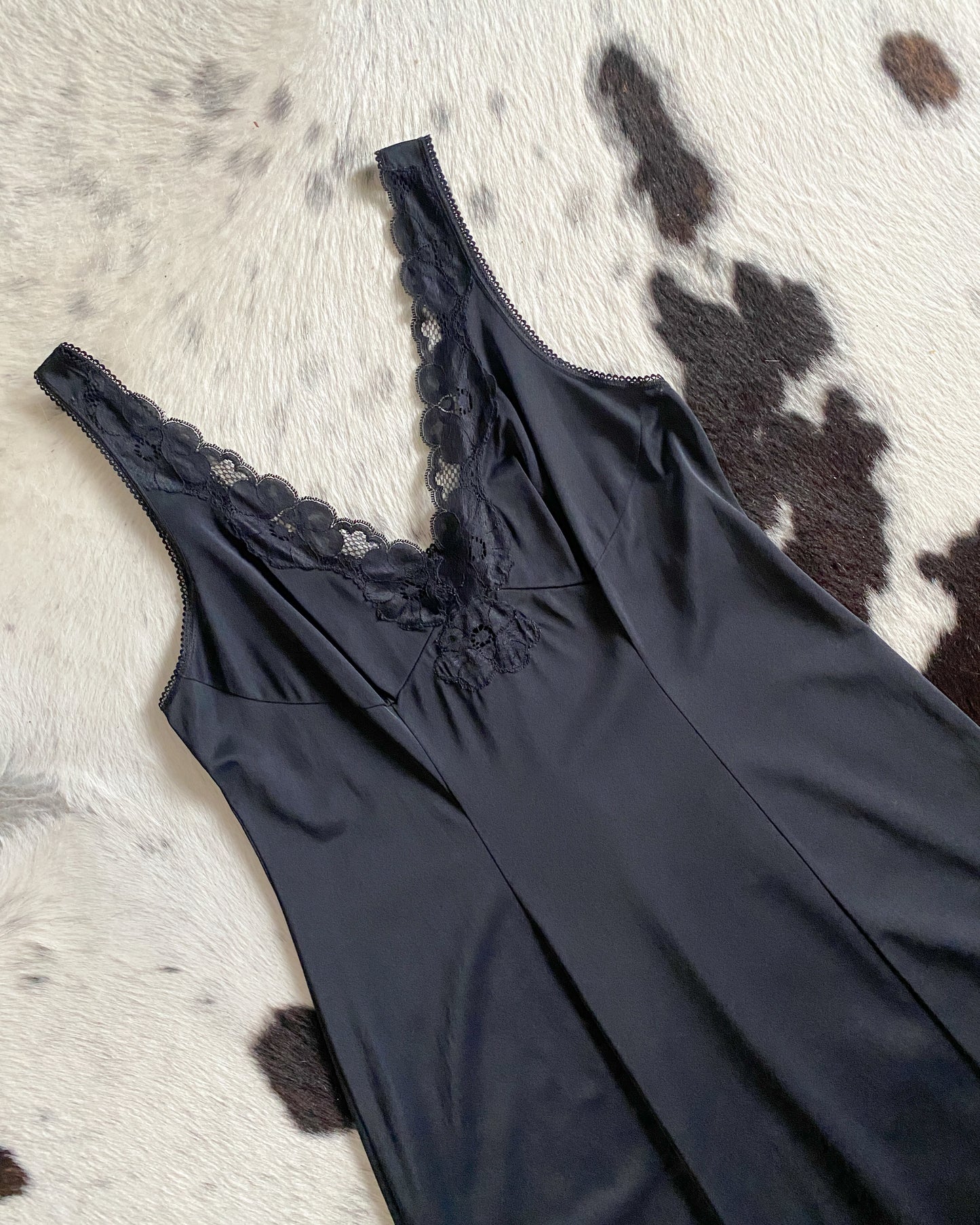 Black Slip Dress, Made in Italy | Size L