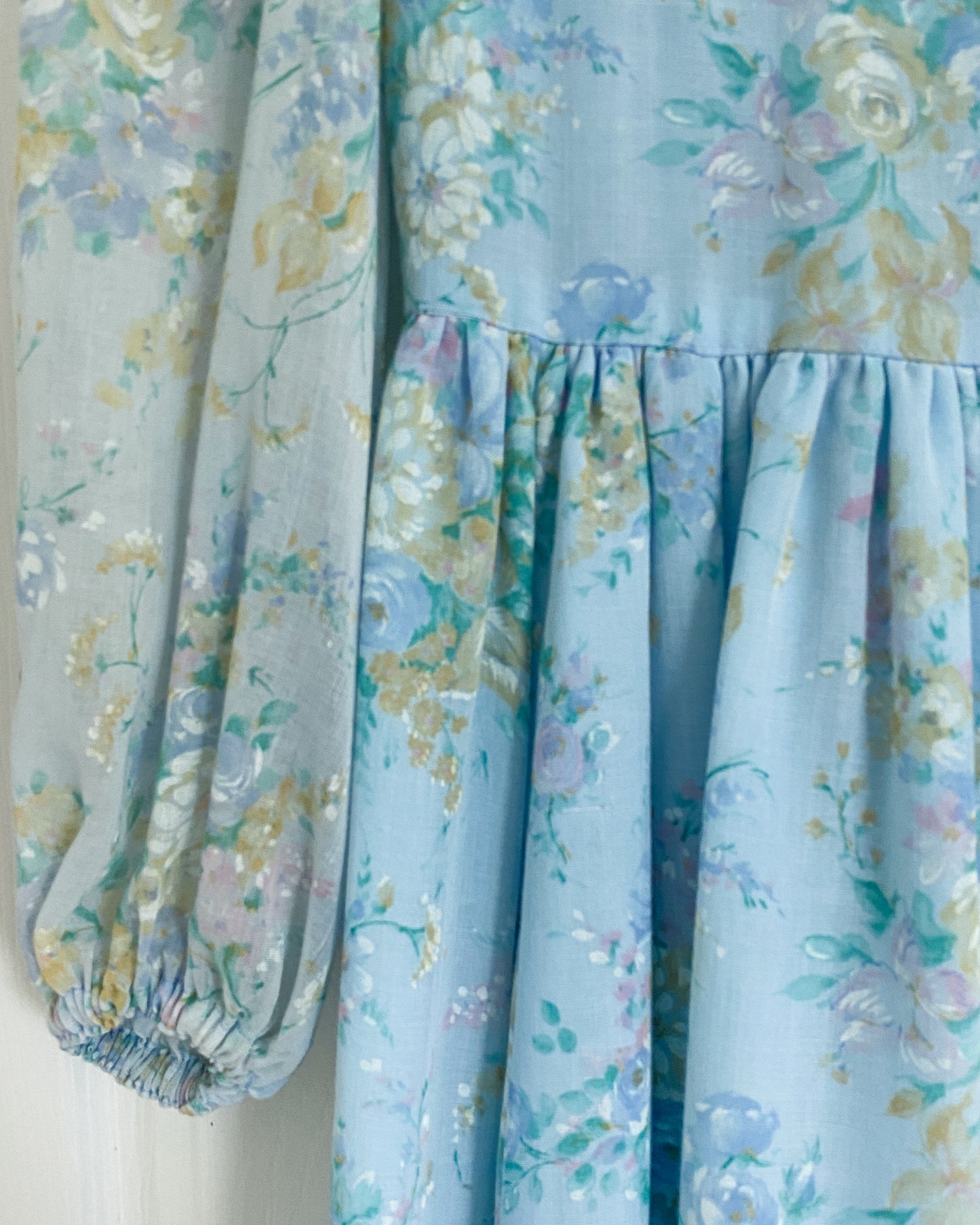 1970s Baby Blue Prairie Dress| Size XS/S