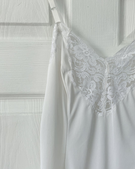 Vintage White Lace Slip Dress | Size S