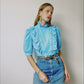 Sky Blue Western Frilly Blouse | Size M