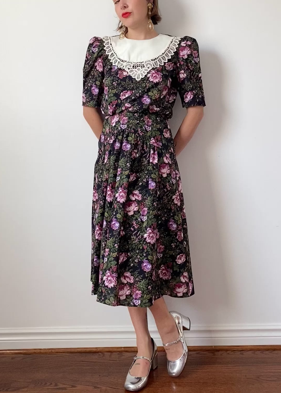 1980s floral dress best sale