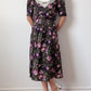 1980s Floral Dress with White Collar Bib | S-M Size