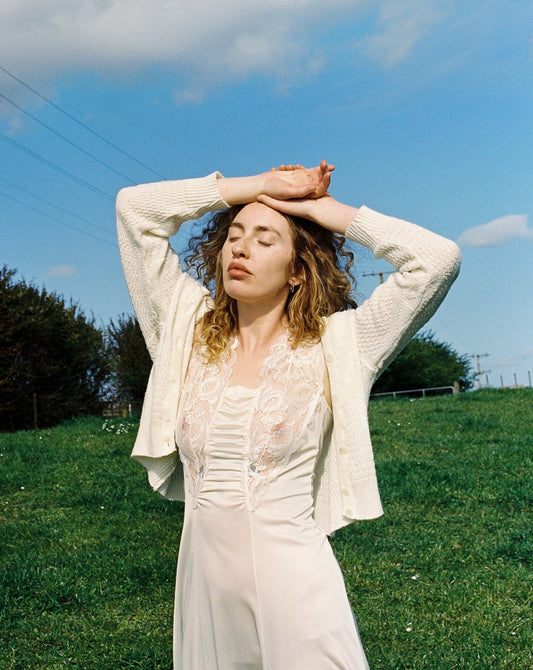 Vintage White Knit Cardigan | 8-12