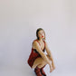 1990s Merlot Slip Dress with Floral Velour Bust | 10