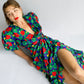 1980s Floral Stunning Dress with Puff Sleeves | 10/12