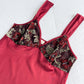 1990s Merlot Slip Dress with Floral Velour Bust | 10