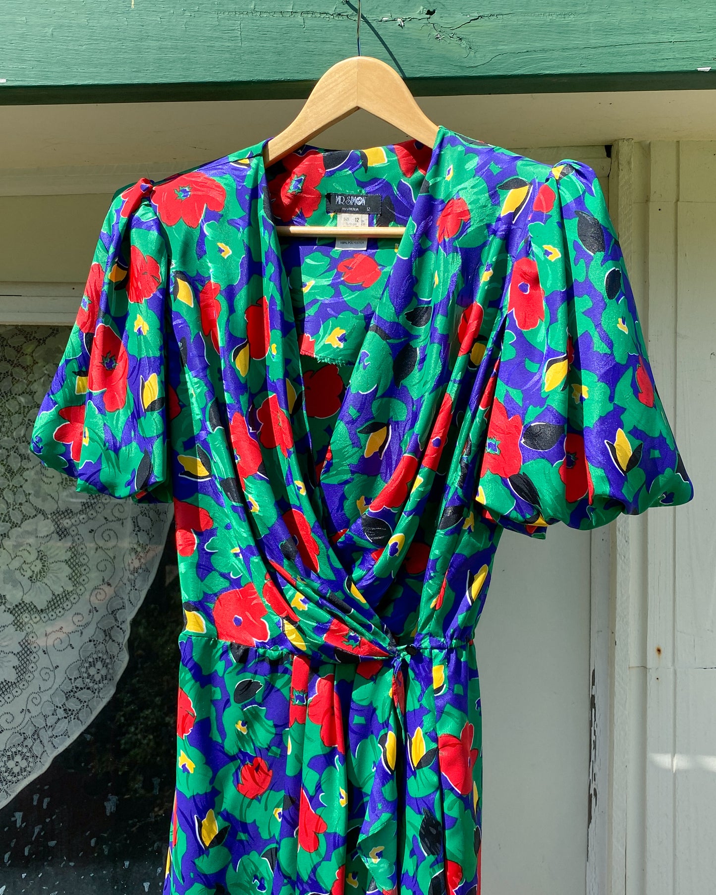 1980s Floral Stunning Dress with Puff Sleeves | 10/12