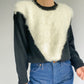 1980s Black & White Angora Knit Sweater | 10/12