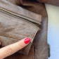 Vintage Brown Leather Cropped Jacket | 8-10