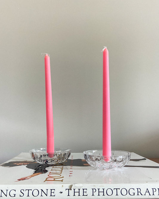 Vintage Glass Candlestick Holders | Set of 2