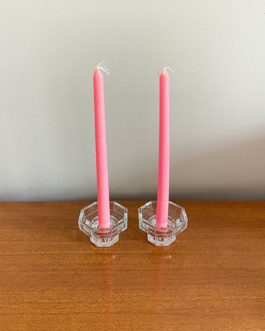French Glass Candlestick Holders | Set of 2