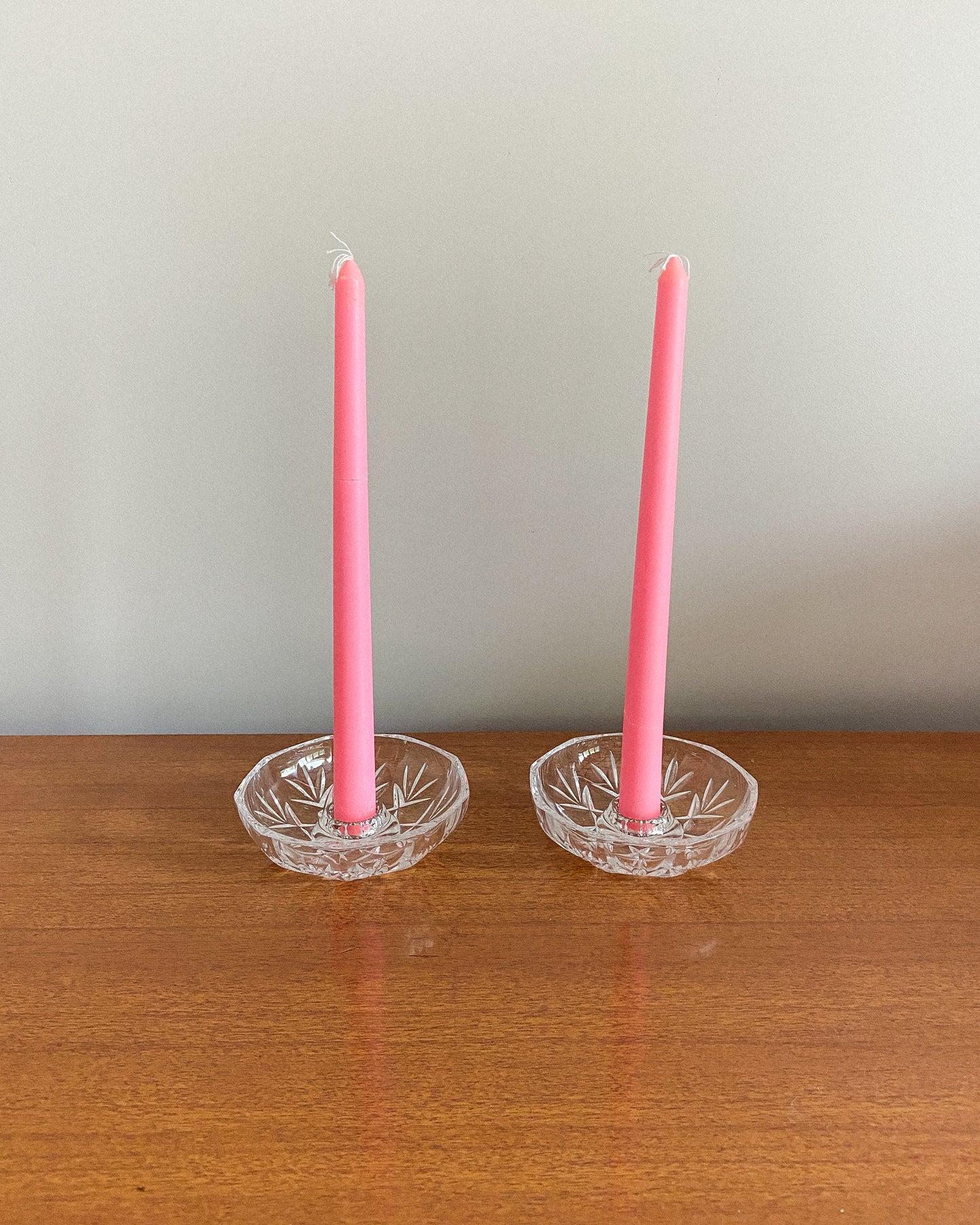 Vintage Glass Candlestick Holders | Set of 2