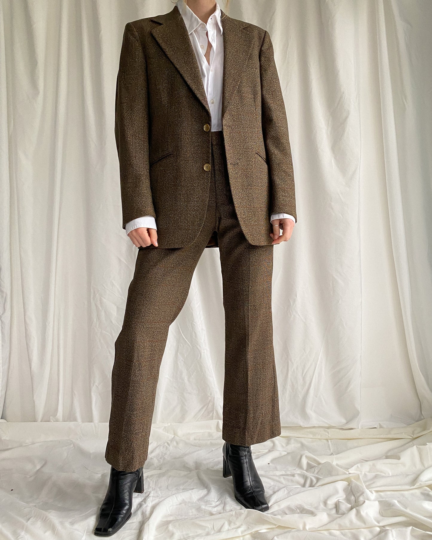 1970s Brown Wool Two Piece Suit