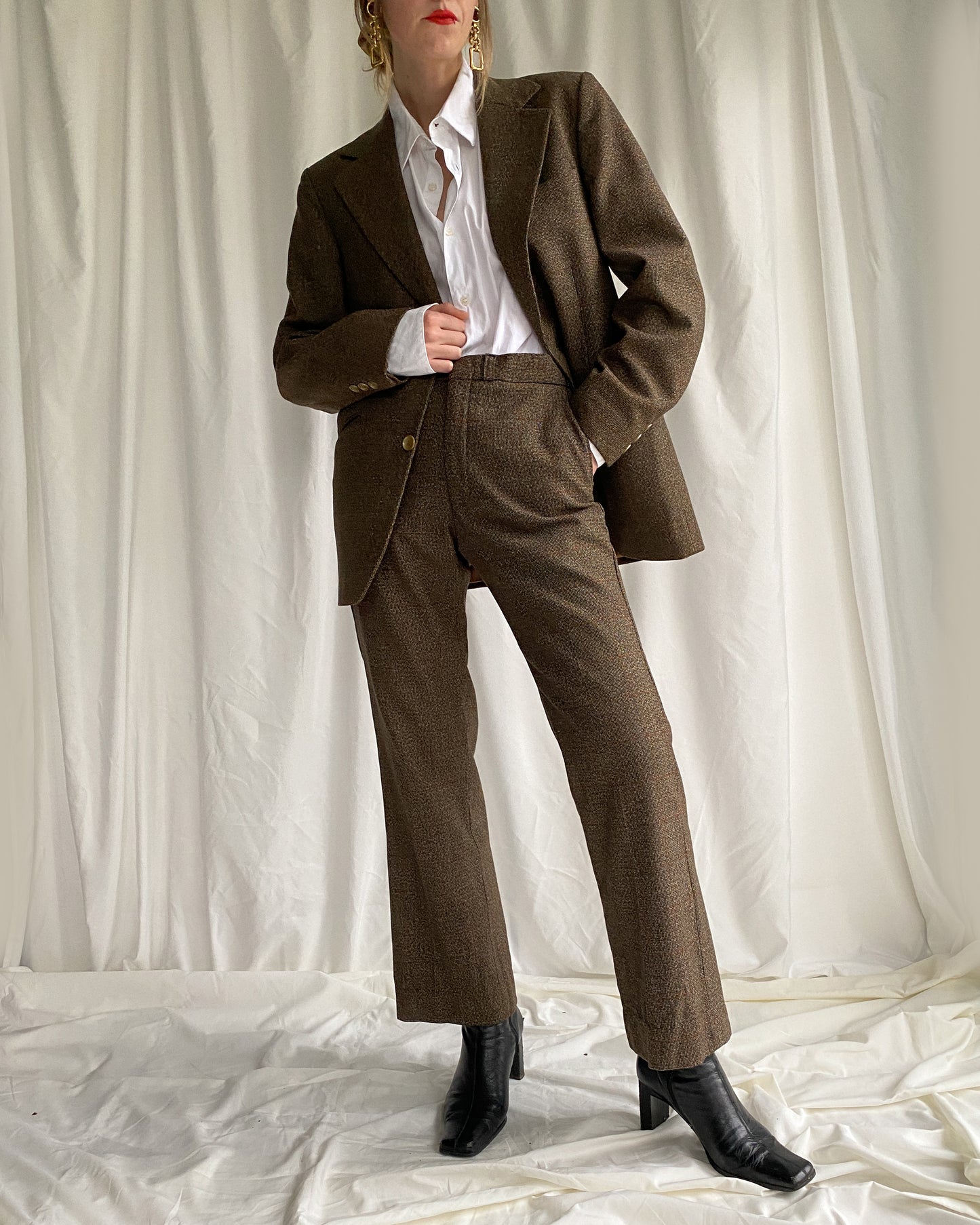 1970s Brown Wool Two Piece Suit