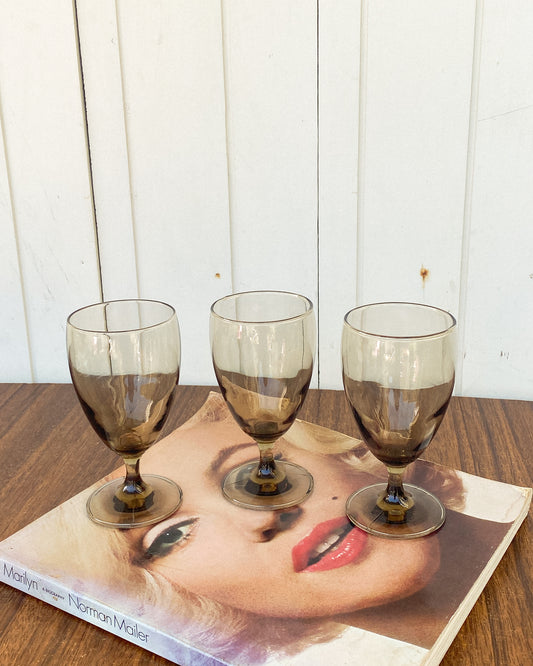 Stemmed Smoke Glasses | Set of 3