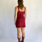 1990s Merlot Slip Dress with Floral Velour Bust | 10